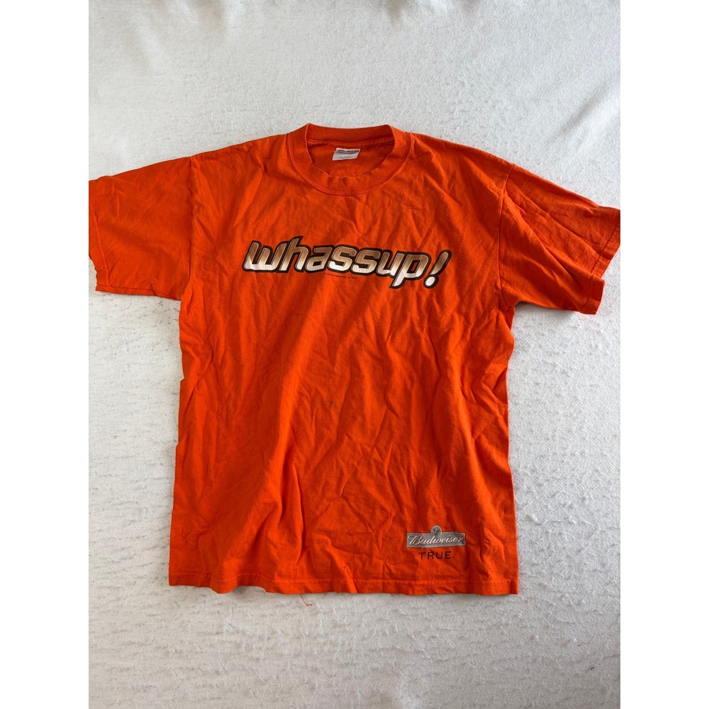 Budweiser Whassup T Shirt Mens Large Orange Budweiser True‎ Graphic Tee